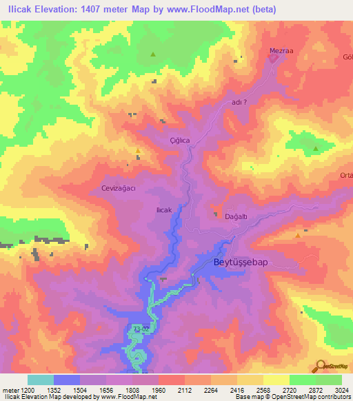 Ilicak,Turkey Elevation Map