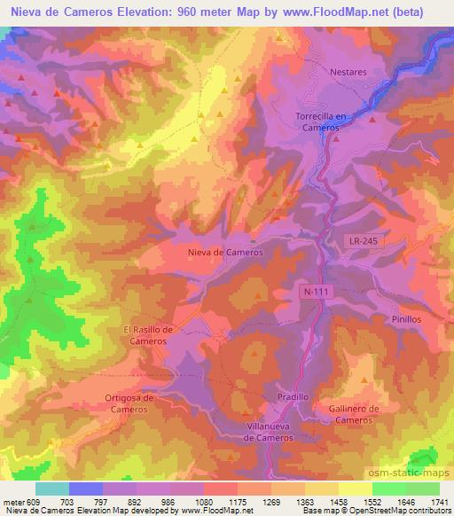 Nieva de Cameros,Spain Elevation Map