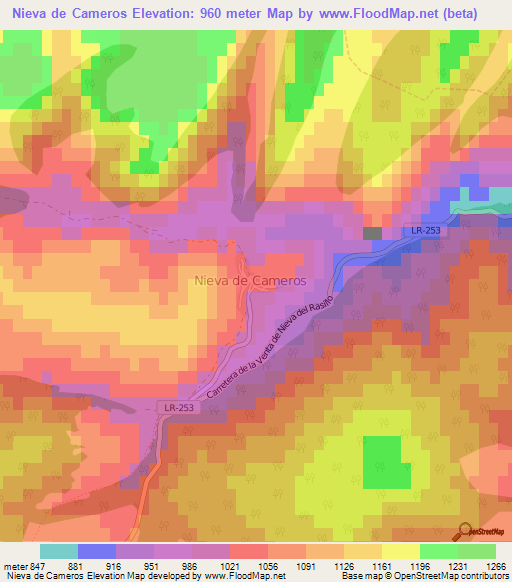 Nieva de Cameros,Spain Elevation Map