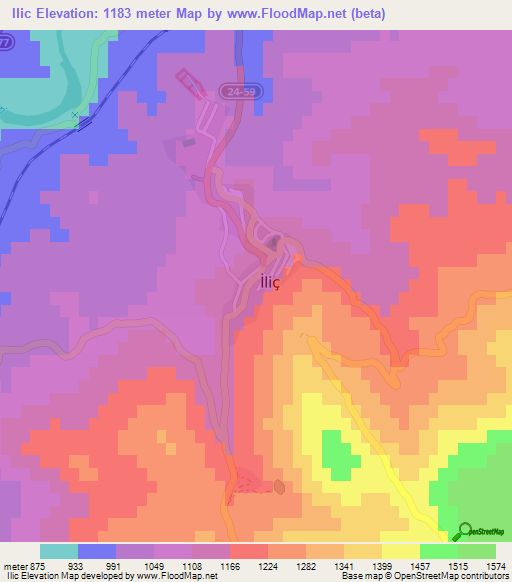 Ilic,Turkey Elevation Map