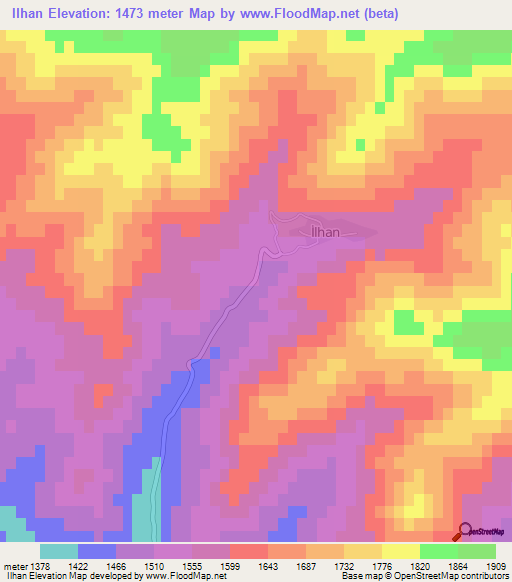 Ilhan,Turkey Elevation Map