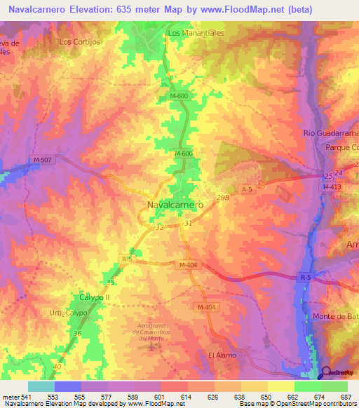 Navalcarnero,Spain Elevation Map