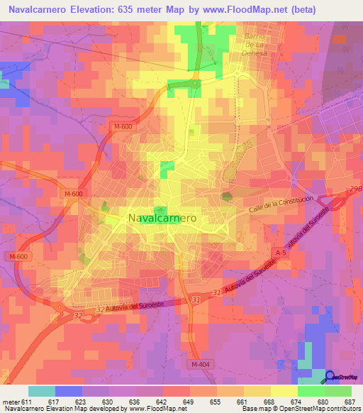 Navalcarnero,Spain Elevation Map