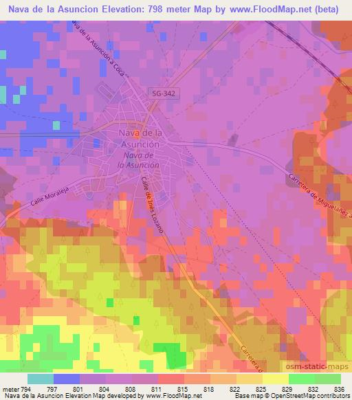 Nava de la Asuncion,Spain Elevation Map