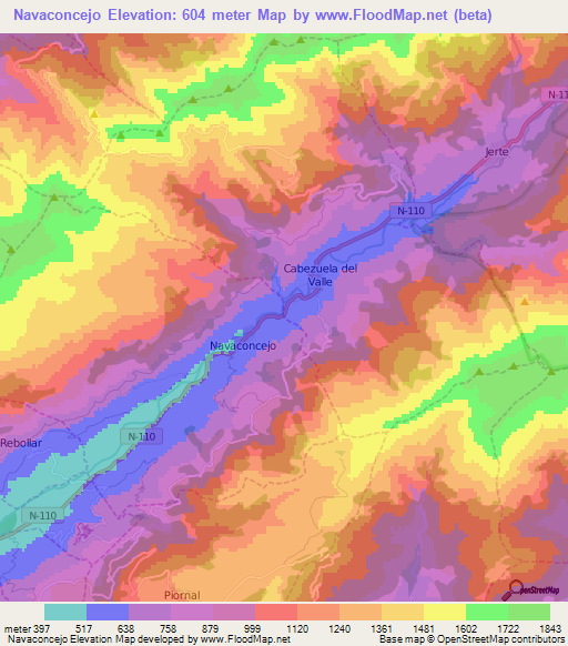 Navaconcejo,Spain Elevation Map