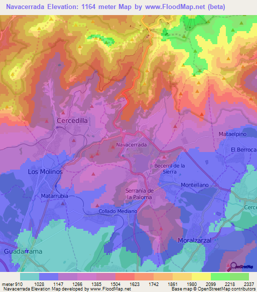 Navacerrada,Spain Elevation Map