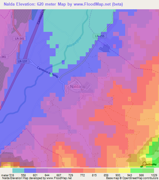 Nalda,Spain Elevation Map