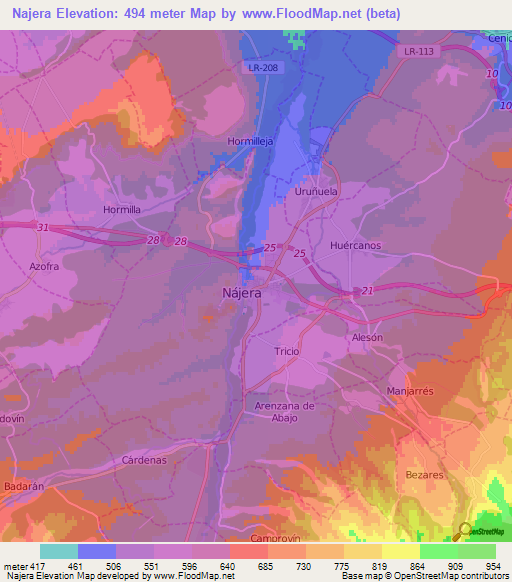 Najera,Spain Elevation Map