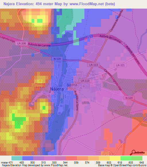 Najera,Spain Elevation Map