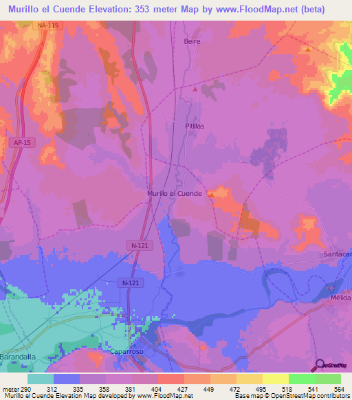 Murillo el Cuende,Spain Elevation Map