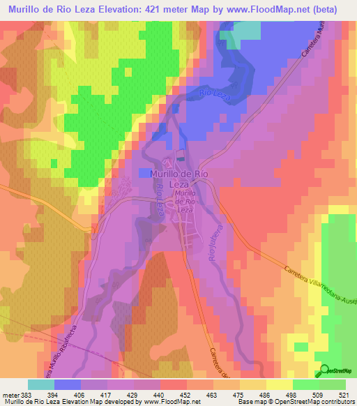 Murillo de Rio Leza,Spain Elevation Map