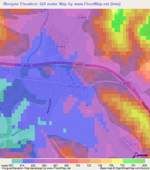 Murguia,Spain Elevation Map