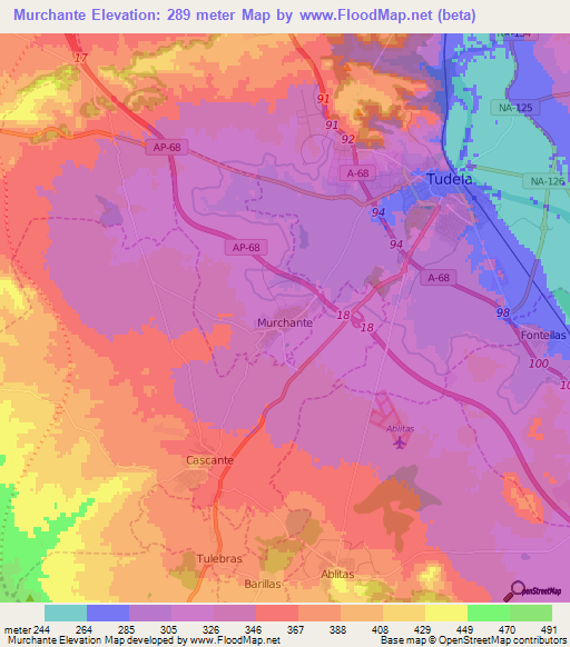 Murchante,Spain Elevation Map