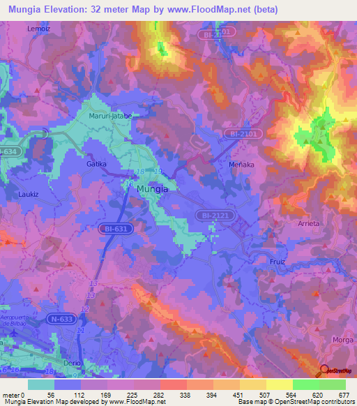 Mungia,Spain Elevation Map