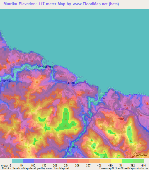 Mutriku,Spain Elevation Map