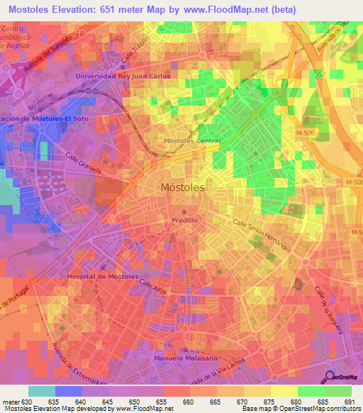 Mostoles,Spain Elevation Map