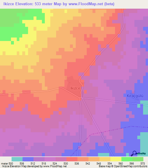 Ikizce,Turkey Elevation Map