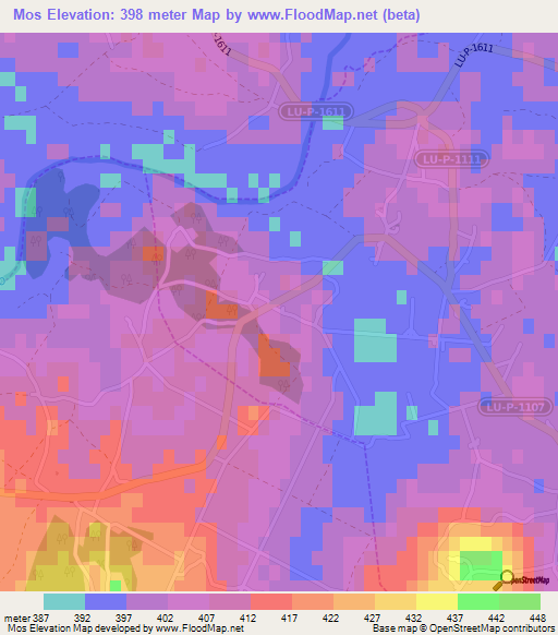 Mos,Spain Elevation Map