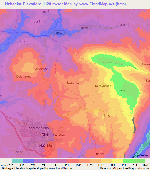 Ikizbaglar,Turkey Elevation Map