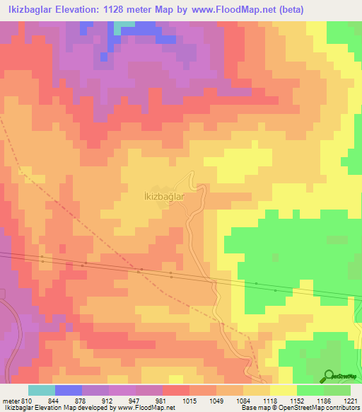 Ikizbaglar,Turkey Elevation Map