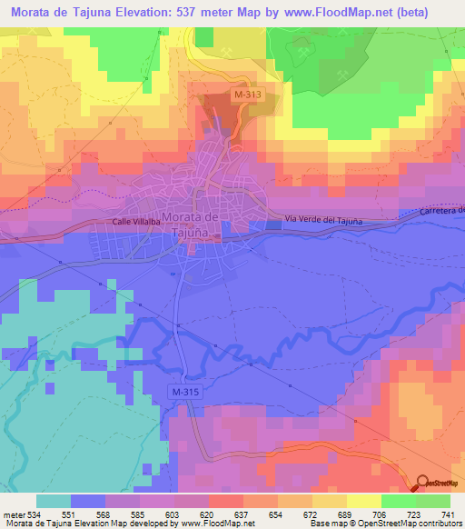 Morata de Tajuna,Spain Elevation Map