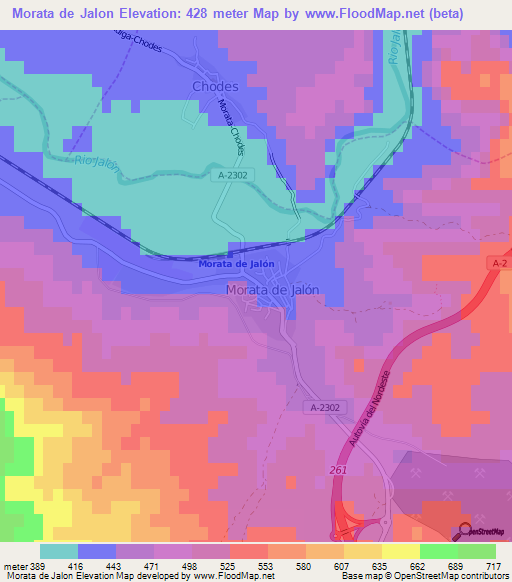 Morata de Jalon,Spain Elevation Map