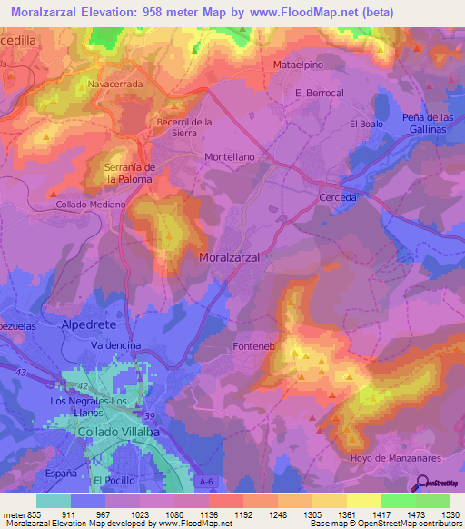 Moralzarzal,Spain Elevation Map