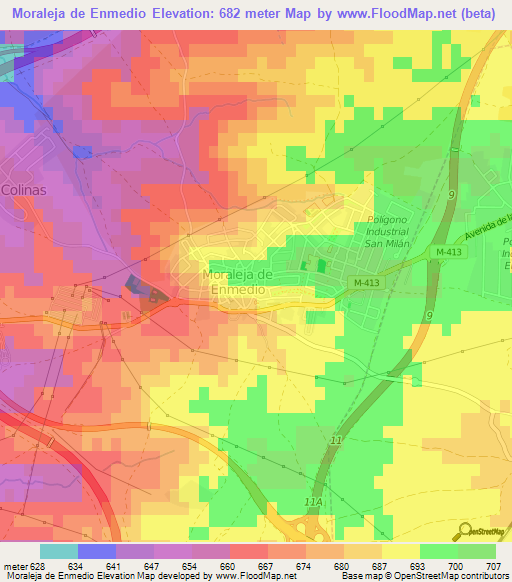 Moraleja de Enmedio,Spain Elevation Map