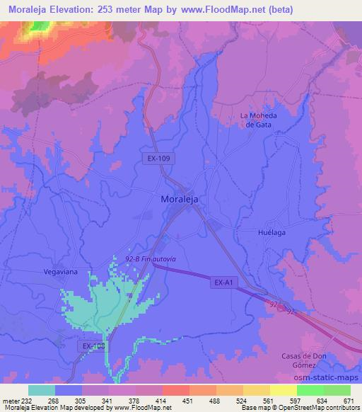 Moraleja,Spain Elevation Map
