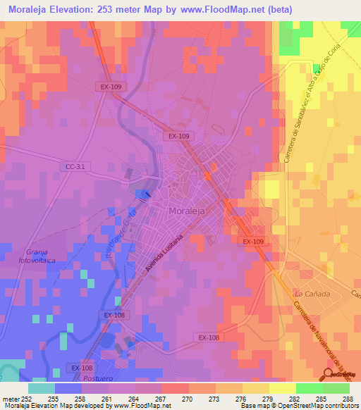 Moraleja,Spain Elevation Map