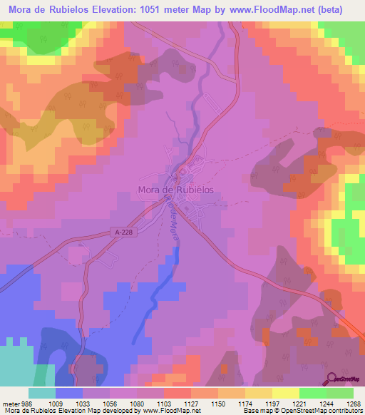 Mora de Rubielos,Spain Elevation Map