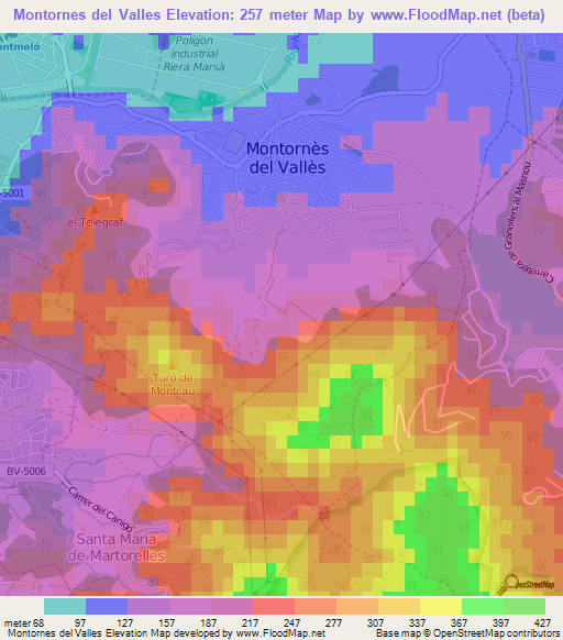 Montornes del Valles,Spain Elevation Map