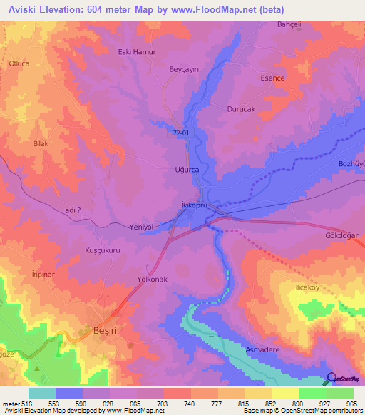 Aviski,Turkey Elevation Map