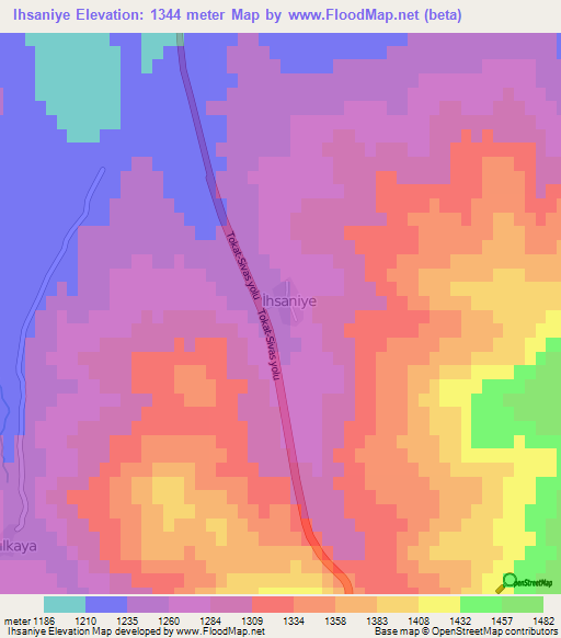 Ihsaniye,Turkey Elevation Map