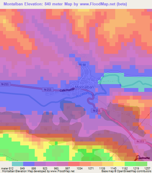 Montalban,Spain Elevation Map