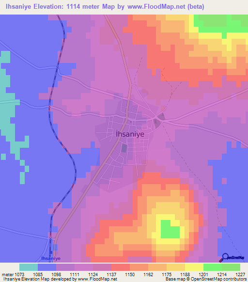 Ihsaniye,Turkey Elevation Map