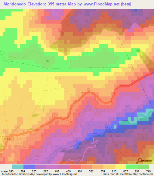 Mondonedo,Spain Elevation Map