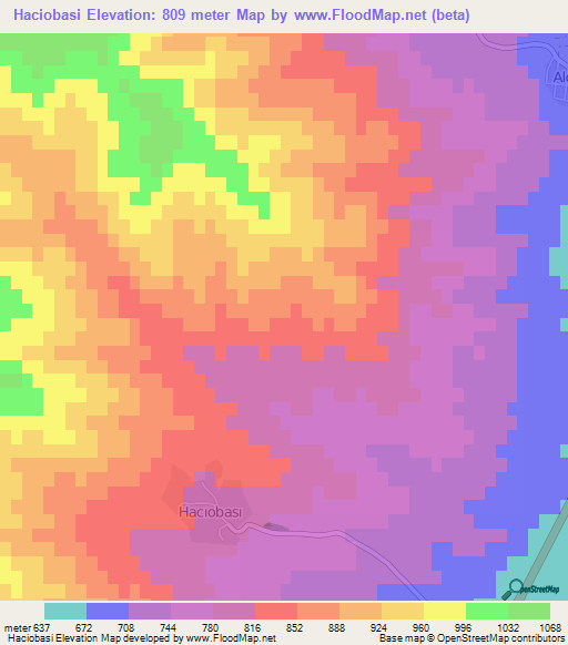 Haciobasi,Turkey Elevation Map