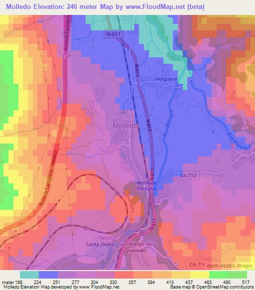 Molledo,Spain Elevation Map