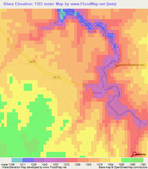 Ihlara,Turkey Elevation Map