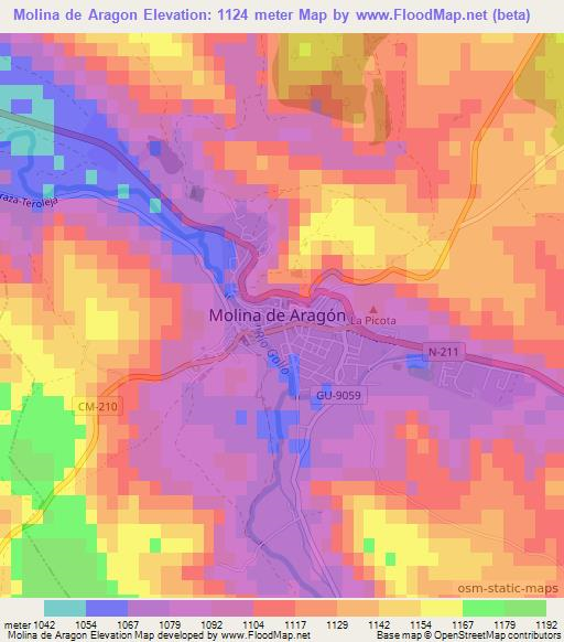 Molina de Aragon,Spain Elevation Map