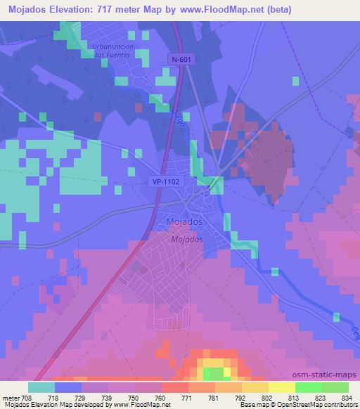 Mojados,Spain Elevation Map