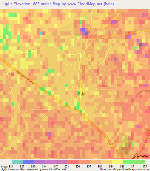 Igdir,Turkey Elevation Map