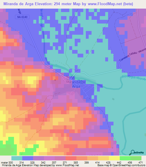 Miranda de Arga,Spain Elevation Map