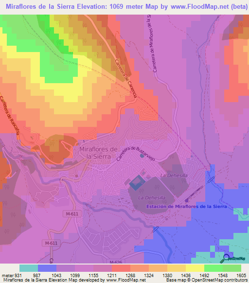 Miraflores de la Sierra,Spain Elevation Map