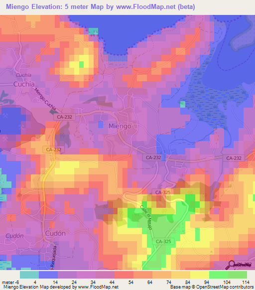 Miengo,Spain Elevation Map