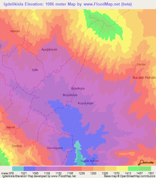 Igdelikisla,Turkey Elevation Map