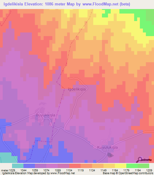 Igdelikisla,Turkey Elevation Map