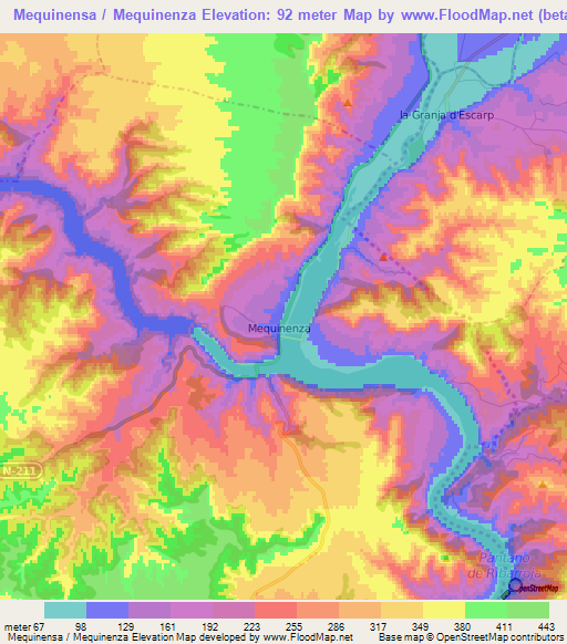 Mequinensa / Mequinenza,Spain Elevation Map