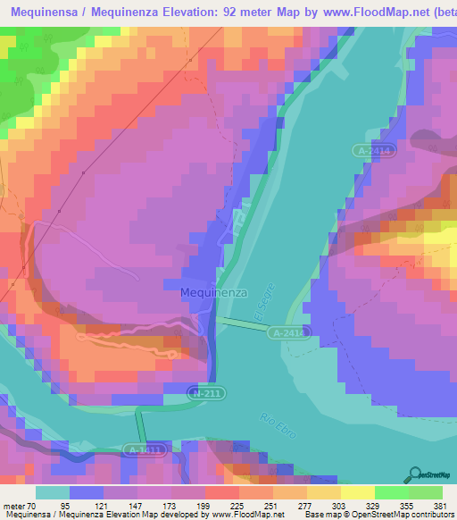 Mequinensa / Mequinenza,Spain Elevation Map